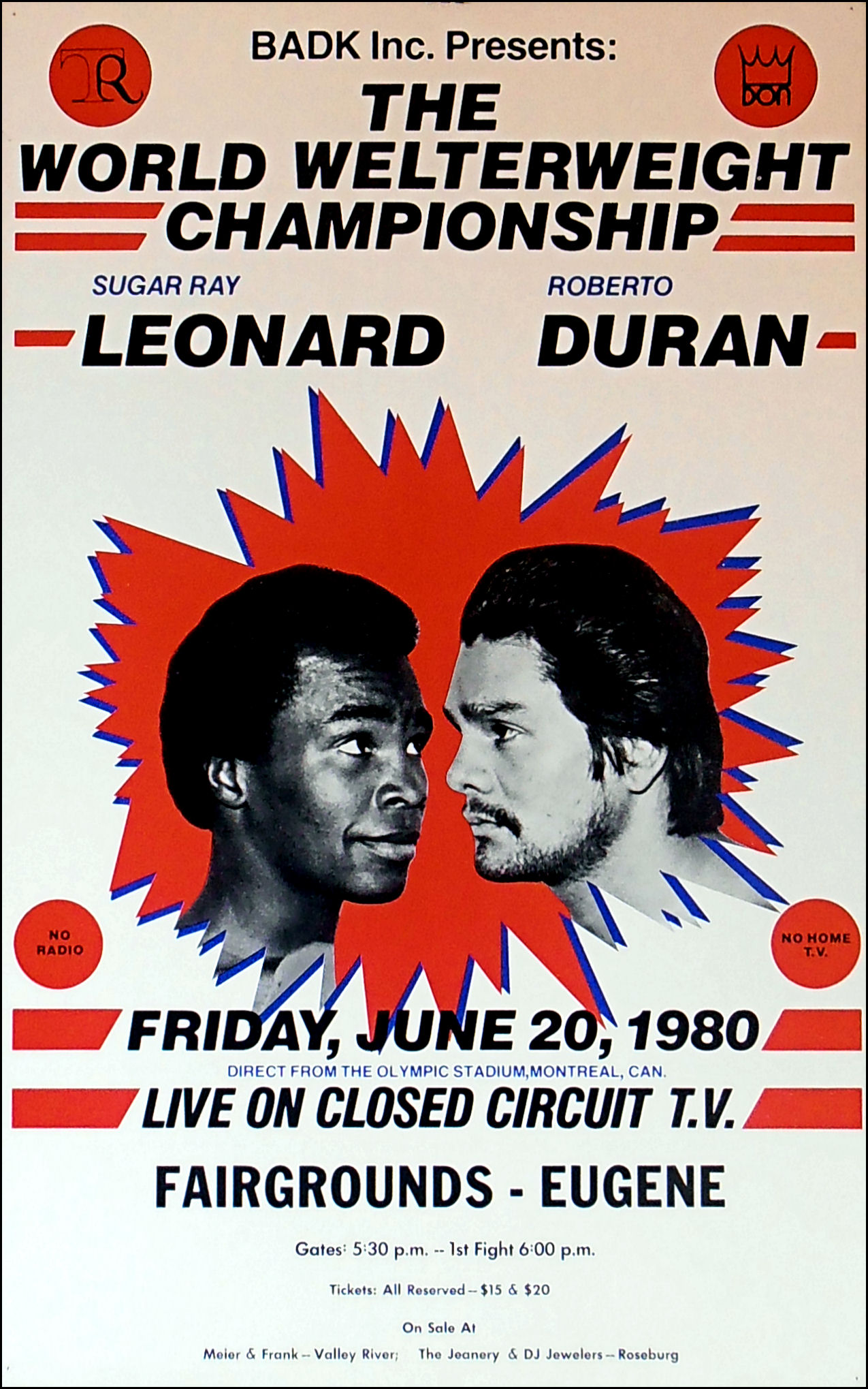 Sugar Ray Leonard Roberto Duran Fight Action Poster #1 