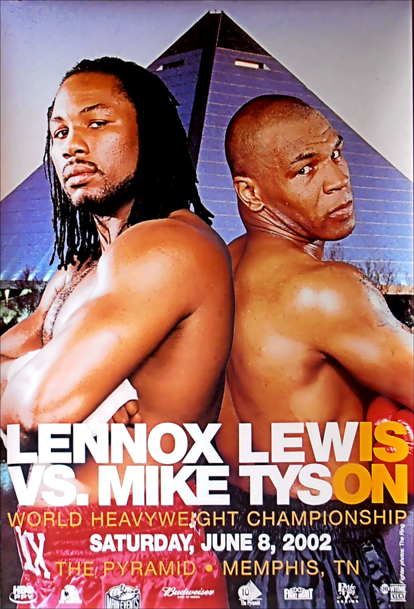 Original Vintage Iron Mike Tyson vs Lennox Lewis Boxing Fight Poster 